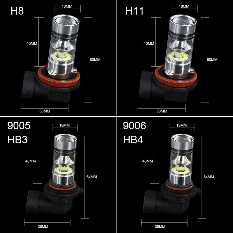 Feux de brouillard,H8--Ampoule antibrouillard LED HB3 HIR2 H4 H7 H8 H9 H11,  2x9005, pour Audi A3 8P 8L 8V A4 B6 B7 B8 B9 A5 A6 4F C4 - Cdiscount Auto