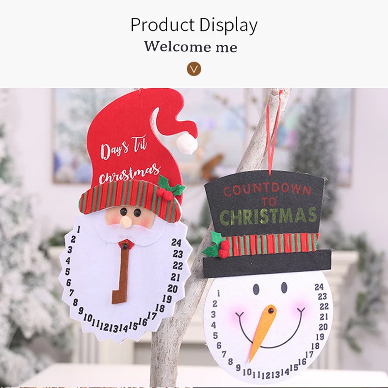 

Christmas Advent Calendar Santa Claus Snowmen Hanging Christmas Calendar Door Window Wall Christmas Decoration Christmas Gift Party Supply