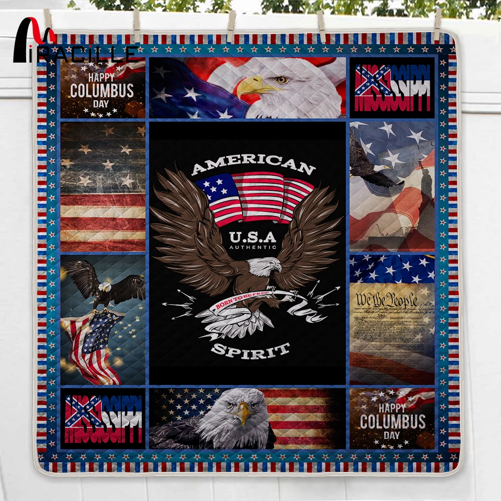 Miracille Freedom America летнее покрывало Королевский размер печатные двойные стеганые