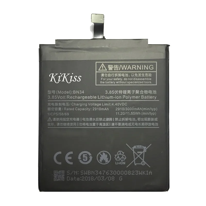 For Xiao Mi Phone Battery BN34 For Xiaomi Redmi 5A 5.0" Replacement Battery 3000mAh High Capacity Phone Batteries