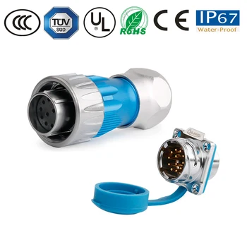 

12pin waterproof IP67 power cable/panel/wiring connectors metal female plug male socket monitor/TV/led powercon signal DH24