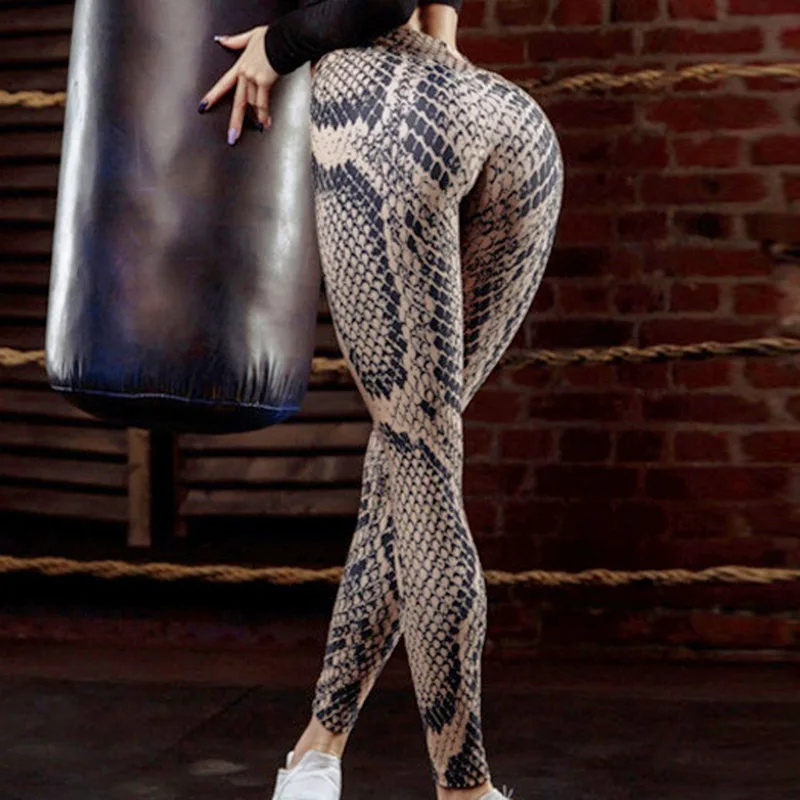 SFIT модные леггинсы с принтом змеиной кожи женские леггинсы с высокой талией с пуш-ап Женские легинсы женские штаны
