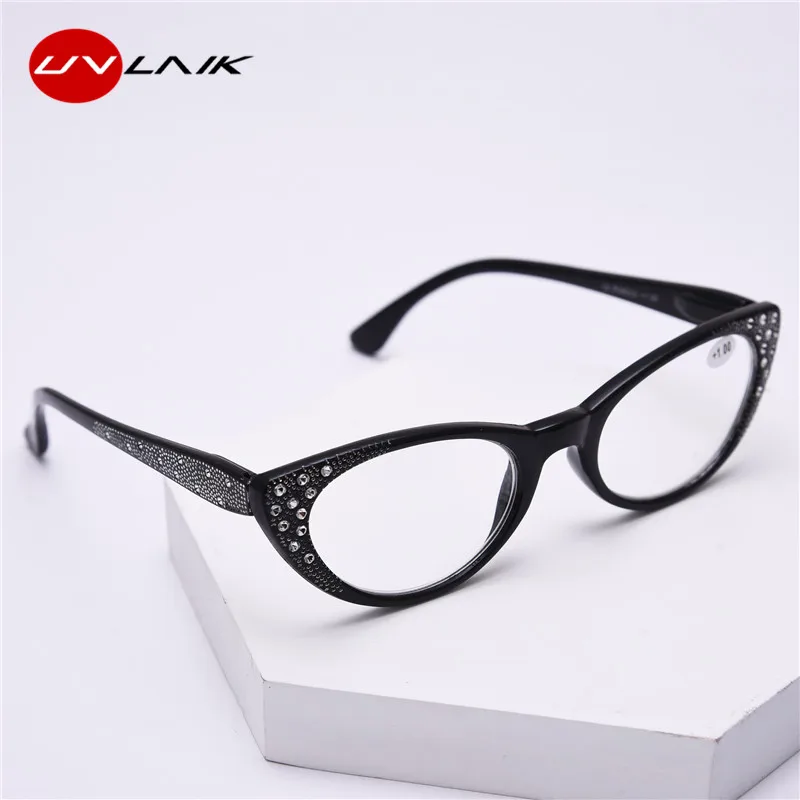 UVLAIK, элегантные очки для чтения «кошачий глаз», женские бриллиантовые очки для дальнозоркости, роскошные очки для дальнозоркости, женские очки