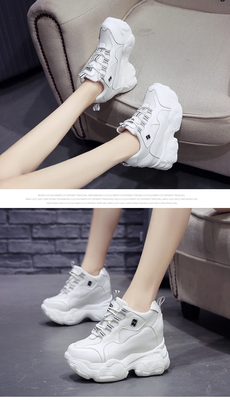 XJRHXJR/ г. Женская обувь белые кроссовки, увеличивающие рост женская обувь Осенняя теннисная обувь Летняя обувь высокий каблук 10 см