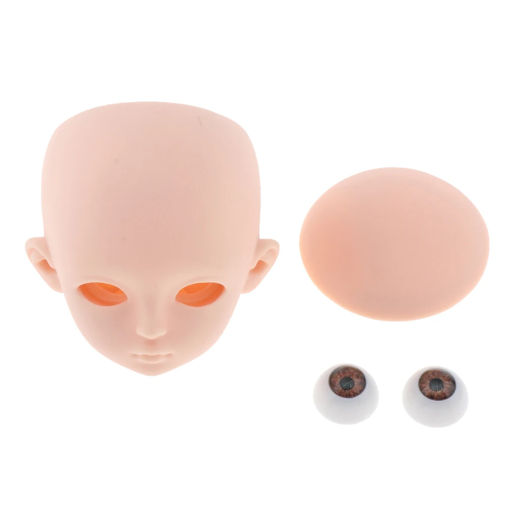 1/3 BJD Head Face Mold with 3D Eyes, Doll Replacement Body Parts, Make Up Eyes Eyelash Extensions, for Hair Styling Cosmetology