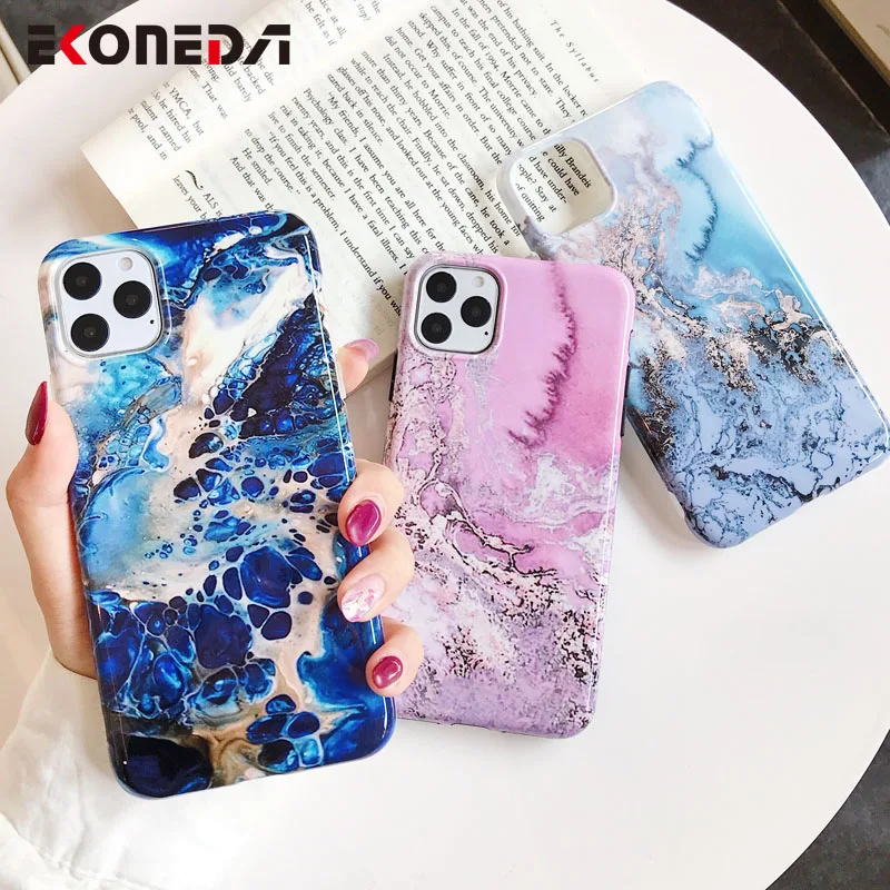 Роскошный Мраморный чехол EKONEDA для iPhone XR силиконовый накладка X XS Max 11 Pro 6 6s 7 8 Plus