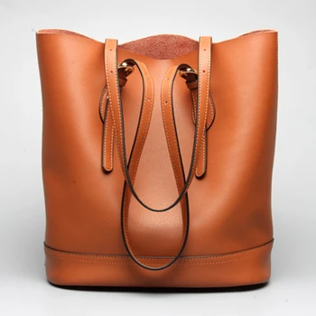 

Luufan Large Big Size Genuine Leather Women Totes New Fashion Leather Shopping Bag Woman Travel Bag Luxury Female Bucket Bag