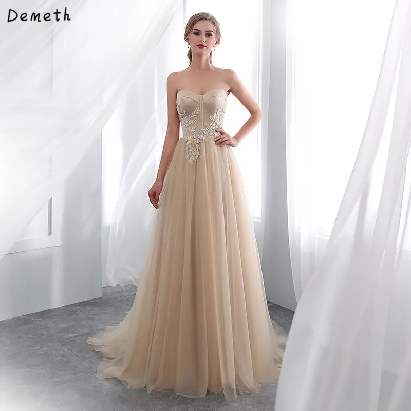 

Nude A Line Wedding Dresses Cheap Simple Boho Wedding Gowns Sweetheart Tulle Bridal Gowns