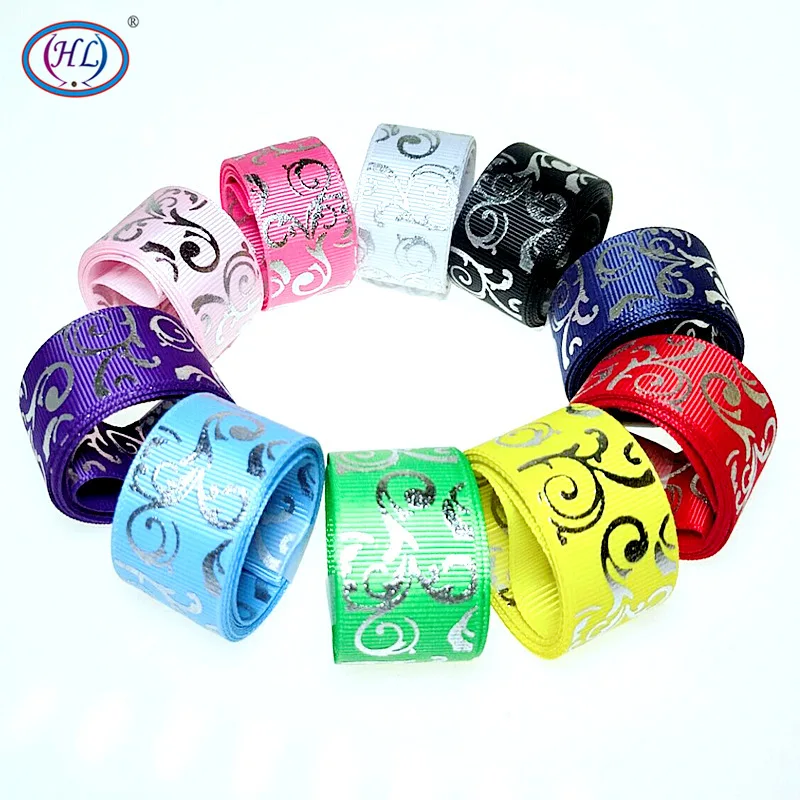 HL 5/10/50 Yards 25mm Hot Stamping Grosgrain Ribbons Wedding Party Christmas Decorations DIY Sewing Crafts For Gift Packing Belt ribbon decoration,ribbon supplies,wrapping ribbon,grosgrain ribbon,sewing ribbon,christmas ribbon