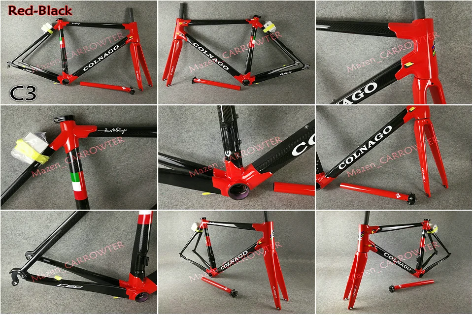3K глянцевый черный красный Colnago C60 карбоновая рама+ руль+ седло+ клетки для бутылок+ 50 мм карбоновый набор колес с NOVATEC A271 ступицы
