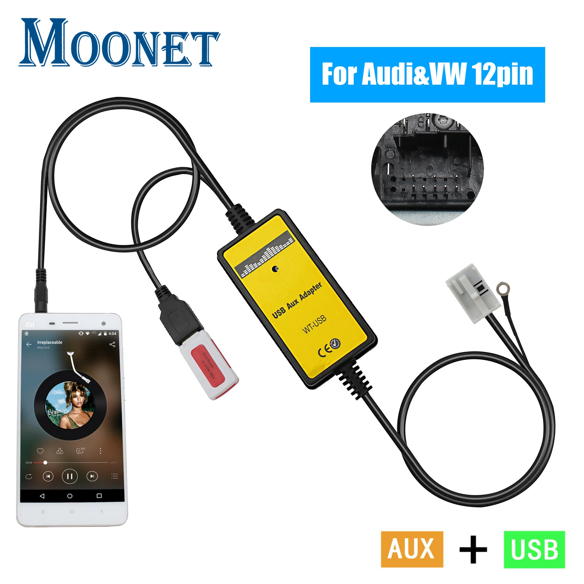 Moonet Car Audio MP3 AUX адаптер 3,5 мм AUX USB Интерфейс cd-чейнджер для Audi Volkswagen Tiguan Touran T5 Golf Passat QX091