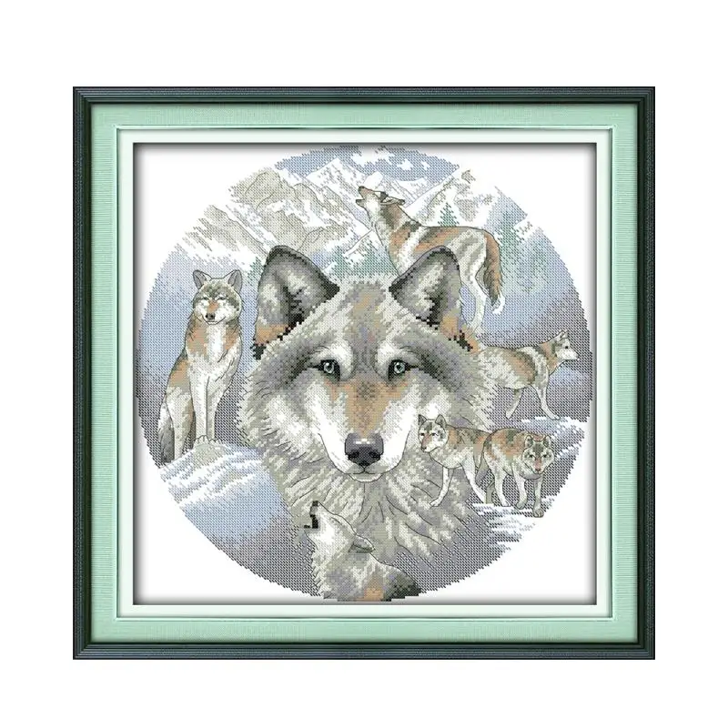 Joy Sunday Wolfs набор узоров группа wolfs souls с животным принтом граф Китайская вышивка рукоделие украшения для дома подарок - Цвет: Красный