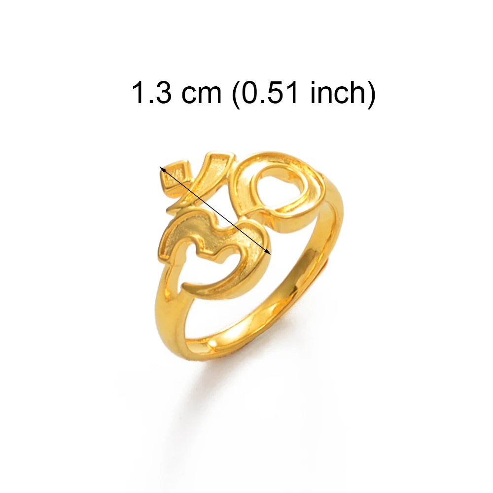 Anniyo Yoga Symbols Ring Women Girls Gold Color Resizabl om Rings African Jewelry Wedding Accessories #072504 2