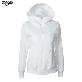 

New Fashion Women Casual Hooded Long Zipper, Sleeve Regular fit Solid Hips Length Zipper Pocket Hoodie