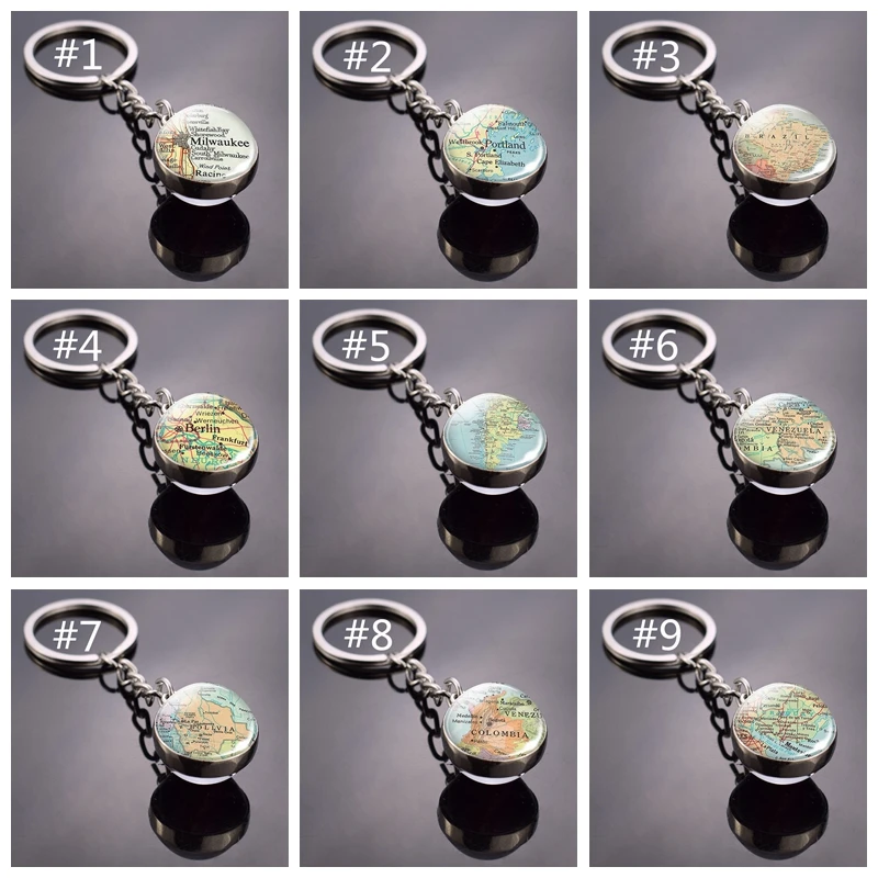 Модный сувенир, брелок для ключей с картой стран Южной Америки, стеклянный шар, Бразилия, Боливия, Аргентина, брелок, ювелирные изделия