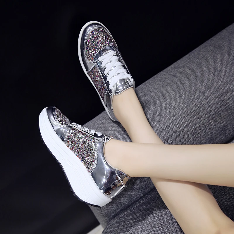 ladies glitter trainers