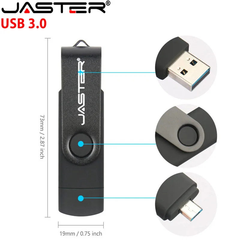 Металлический USB флеш накопитель JASTER 3 0 OTG 16 ГБ Флешка 2 в 1 Micro 32 64 128 256 ГБ|USB