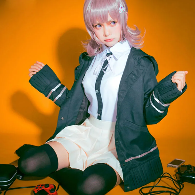 Аниме Danganronpa 2 Косплей Костюм Chiaki Nanami униформа женский наряд полный комплект