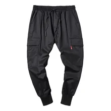 Осенние мужские повседневные укороченные брюки карго из хлопка, мужские свободные брюки размера плюс, японский модный стиль, прямые длинные брюки, комбинезоны