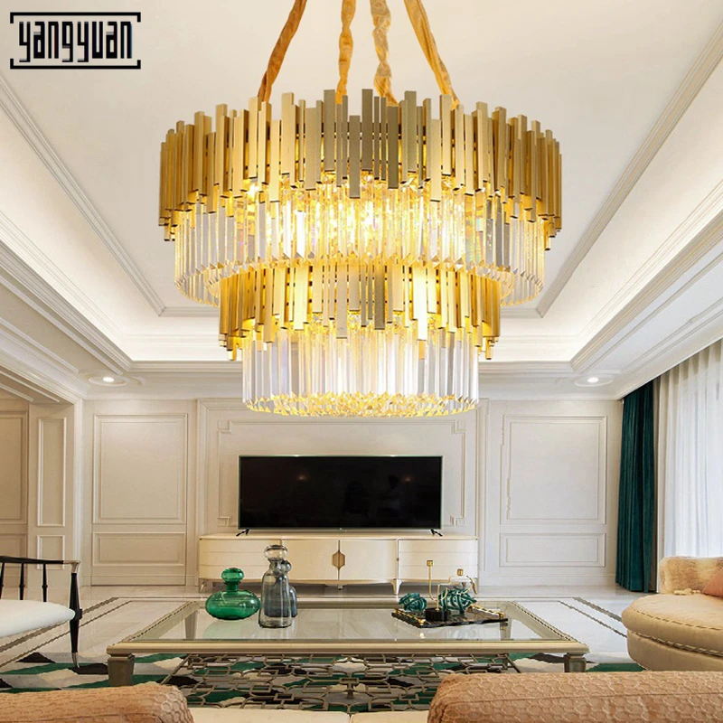 

Modern Led Crystal Chandelier lighting for Living Room Bedroom Dining Room Gold Crystal Ceiling Chandelier k9 lights led E14