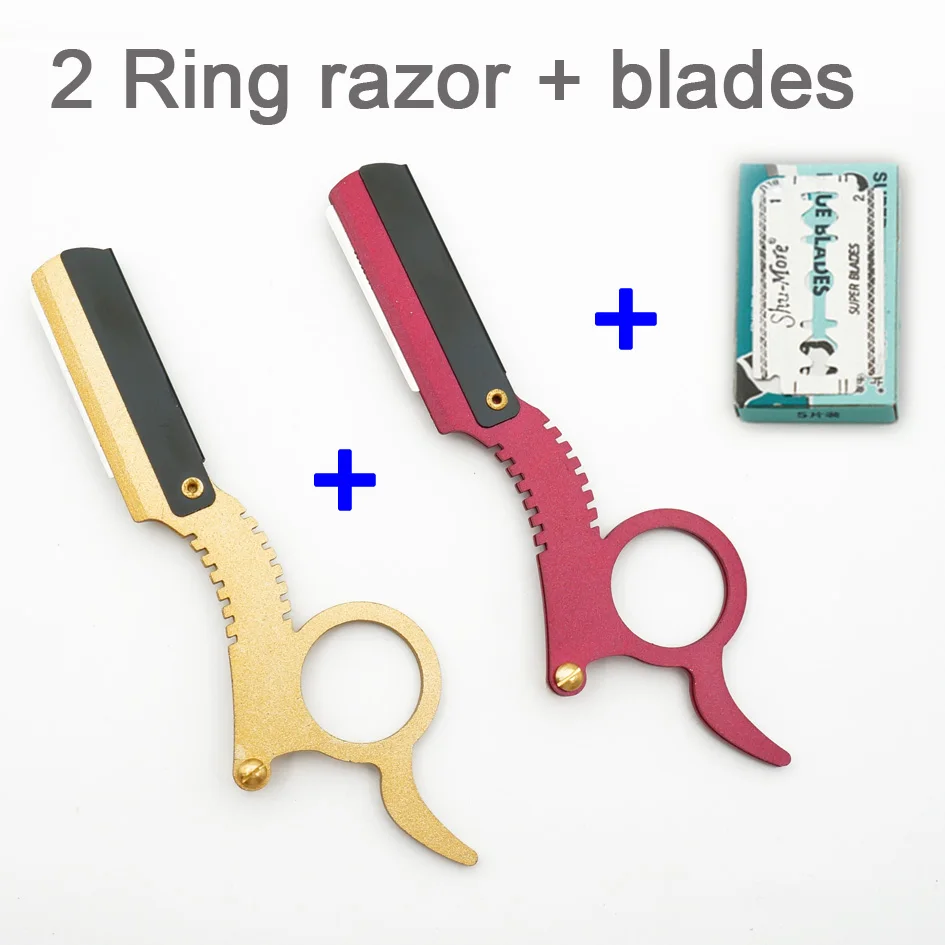 razor and blade Бритва для бритья с деревянной ручкой, Профессиональная парикмахерская бритва, бритва для бровей, Мужская сменная бритва, нож для волос - Цвет: razor and blade