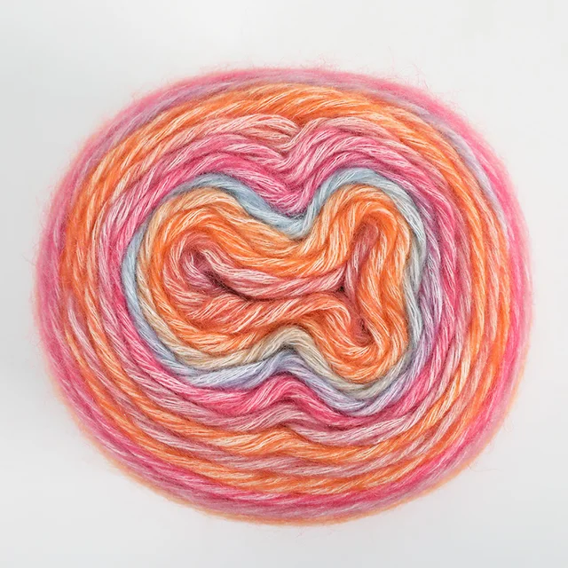 1pc Gradient Cake Line Rainbow Autumn Winter Sweater Scarf Hat Hand Knitting DIY Hook Bar Needle Medium Fine Wool Yarn 100g/Ball 1155