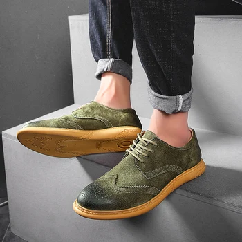 

Men Dress Shoes 2020 Autumn New Brogue Men Leather Shoes Vintage Carved Formal Flats Men Wedding Shoes Plus Size 46