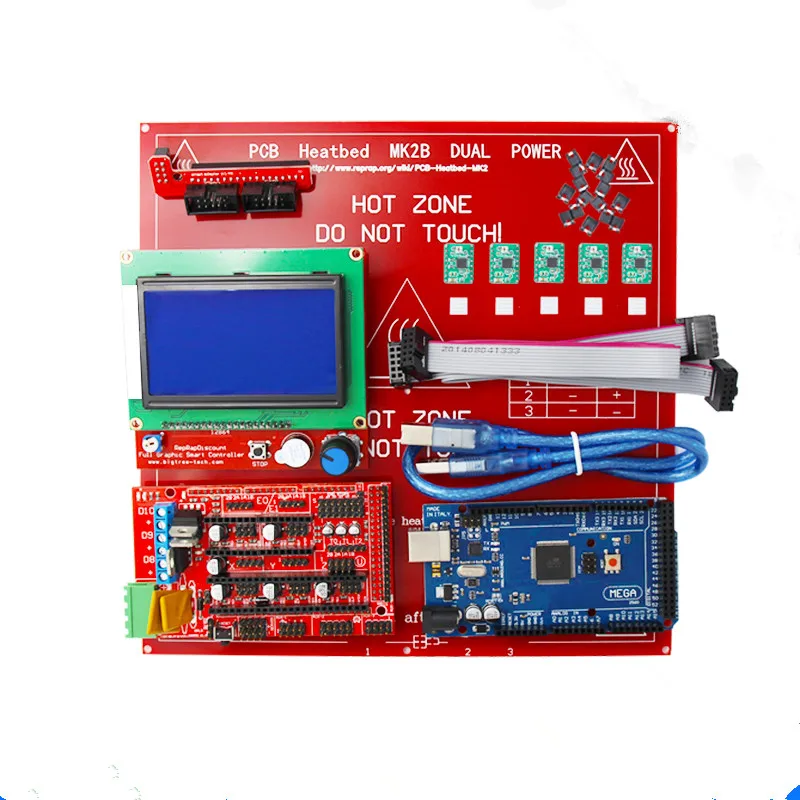 Синий Отличный Мега 2560 R3 Mega2560 REV3+ RAMPS 1,4 контроллер+ RAMPS1.4 lcd 12864 lcd для 3d принтера комплект - Цвет: Синий