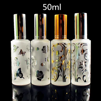 

1PC 50ML Frostesd Glass Perfume Spray Bottle Refillable Travel Perfume Atomizer Empty Perfume Cosmetic Packaging Bottle