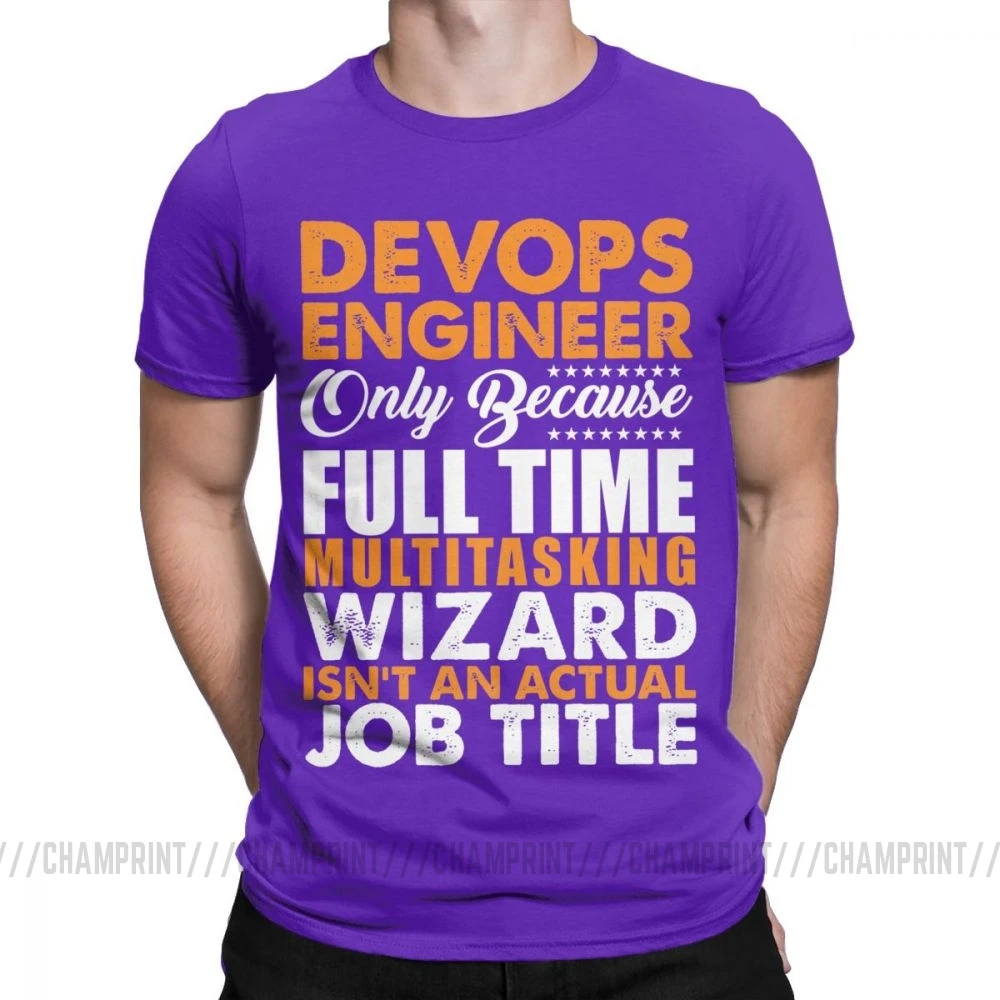 Фиолетовый Devops, футболки, Engineer Is Not An Actual Job Title, забавные мужские футболки Coder Programmer, винтажные футболки, топы с принтом на заказ - Цвет: Фиолетовый