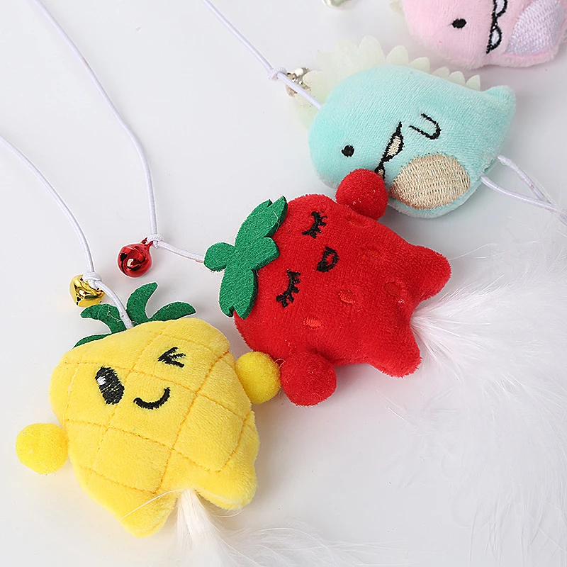 Cat Toy Wood Wand Pepper Pineapple Dinosaur And Feather Cat Teaser Wand Kitten Interactive Toys Pet Cats Toy Pet Supplies