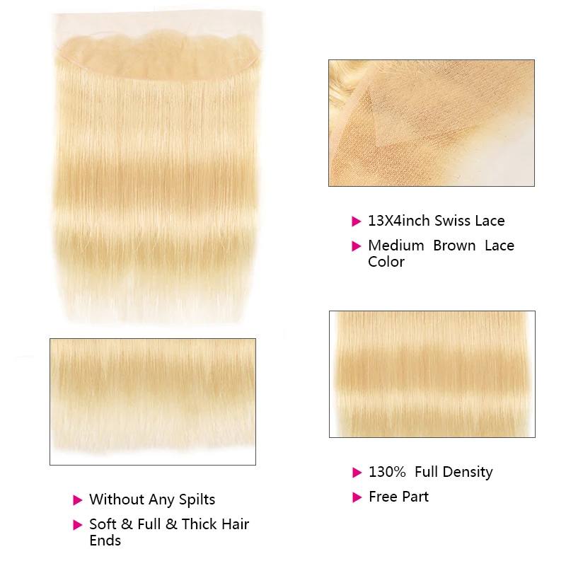 Волосы UNICE прямые бразильские волосы на шнурке#613 блонд 1" x4" свободная часть кружева закрытие 1 шт Remy человеческие волосы