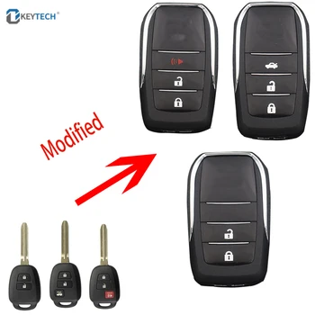 

OkeyTech Modified Flip Folding Remote Car Key Shell Cover Case Fob For Toyota Highlander Corolla RAV4 Avlon Tacoma Uncut Blade