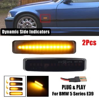 

2pcs Flowing Turn Signal Light Dynamic LED Side Marker Lights 12V Panel Lamp Sequential Blinker For BMW 5 Series E39 1995-2003