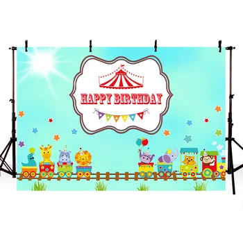 

Mehofoto Cartoon Photography Backdrops Birthday Party Background Green Theme Banner Decoration Sunshine Props for Photo Shoot