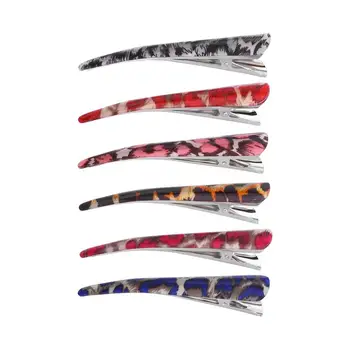 

6pcs Long Acrylic Duckbill Hairpin Leopard Print Duckbill Clip Hair Barrette for Woman Lady Girls DIY Hair Styling Tool