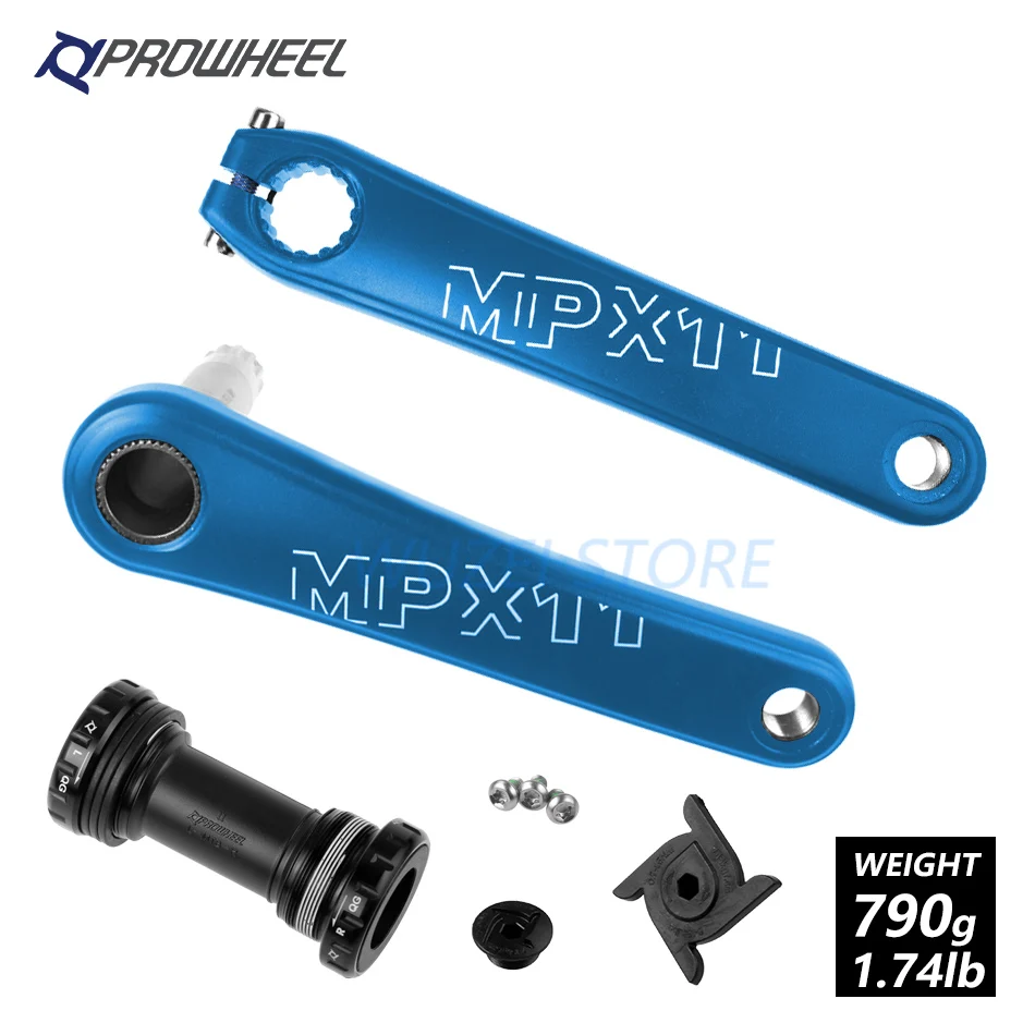 PROWHEEL MPX11 Кривошип горного велосипеда звездочки 8/9/10/11/12 Скорость 170/175 мм Совместимость SRAM mtb велосипедные рукоятки с плавками BB Части - Цвет: 170mm Blue and BB