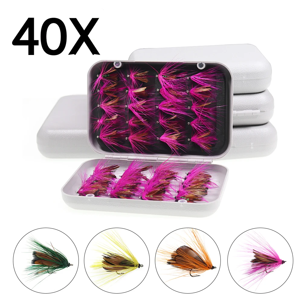 Bimoo 40pcs Insects Lure kit Trout Fishing Artificial Butterfly