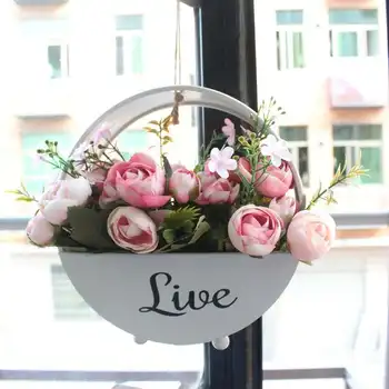 

European-style creative wrought iron round wall wall simulation Meat flower pot fashion creative wall decoration wall hanging