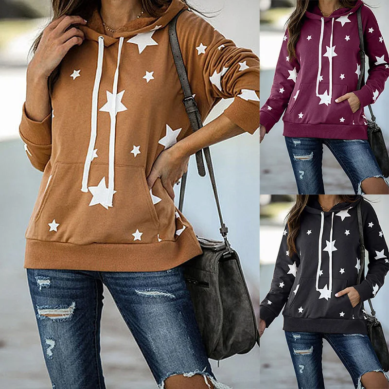 

Casual Hoody Print Long-sleeved Hooded Loose 2020 Autumn Sleeve Style Length Clothing Length Collar Pattern Type