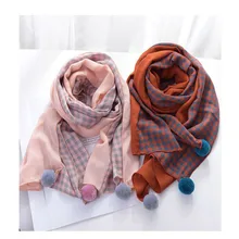 Корейский Повседневный хлопковый и льняной клетчатый мягкий теплый осенне-зимний тонкий Детский шарф для мальчиков и девочек