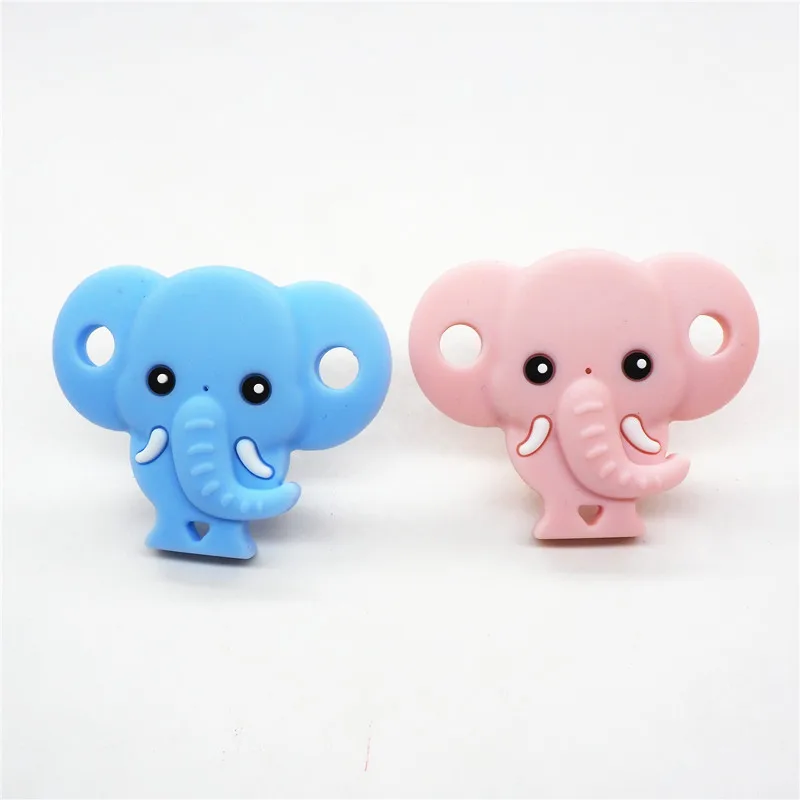 Chenkai 50PCS Silicone Elephant Pacifier Dummy Teether DIY Newborn Infant Baby Nursing Animal Nipple Teething Toy Craft BPA Free - Color: Mixed