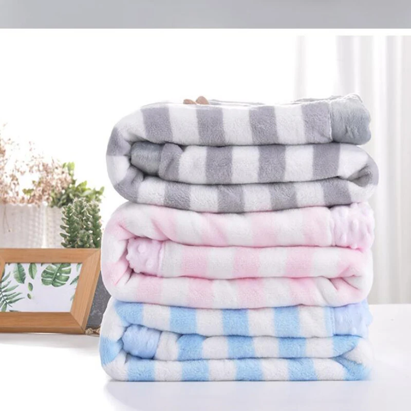 Winter Baby Blankets Newborns Thicken Flannel Swaddle Baby Blanket Warm Baby Swaddle Wrap Soft Newborn Blanket Embroidered Bear