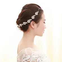 Корейский стиль моды невесты заколки аксессуары для волос жемчуг кристалл капли воды Длинные Цветочные заколки пара заколки для волос головы