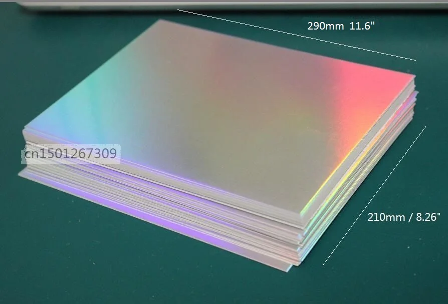 Holographic Cardstock Size 21 x 29cm Single Side Holographic Rainbow Silver Cardstock Thick Paper Card 10/20/50