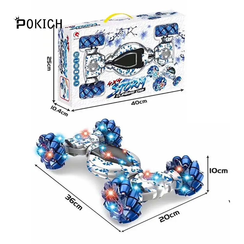 Pokich Remote Control Stunt Car Gesture Sensor Control RC Car Off-Road Vehicle Double Side Driving Stunt Car for Kids