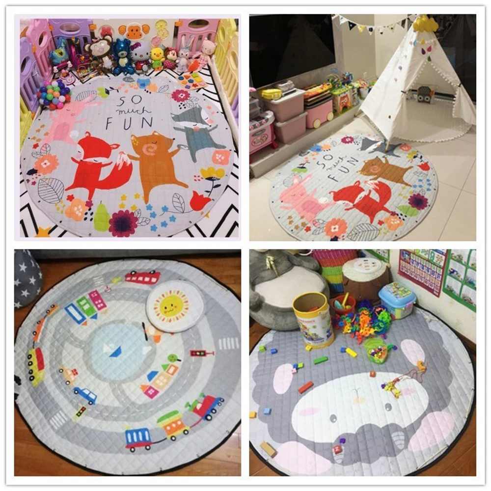 150 см игровой коврик круглый мат хлопок ползающее одеяло пол ковер для детской