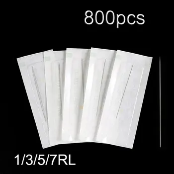 

800pcs 1RL 3r 5r Traditional Eyebrow Tattoo Needle 0.3x50mm Permanent Makeup Needles For Lip Eyeliner body tattoo design machine