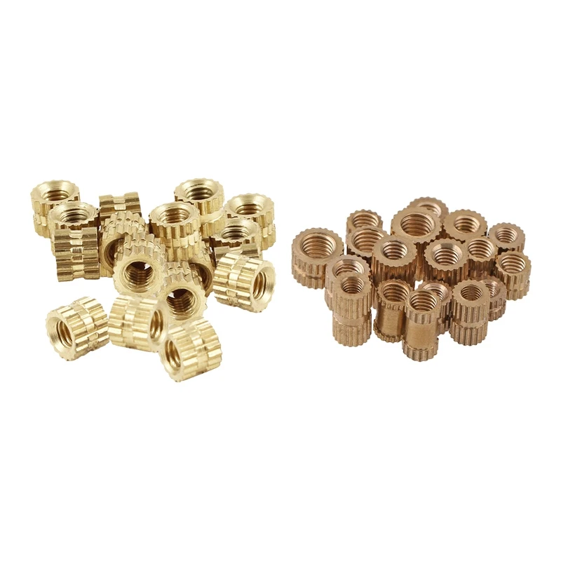 400 Pcs Pitch Brass Knurled Threaded Round Insert Embedded, 200 Pcs Nuts M5 X 5Mm& 200 Pcs M4 X 4Mm