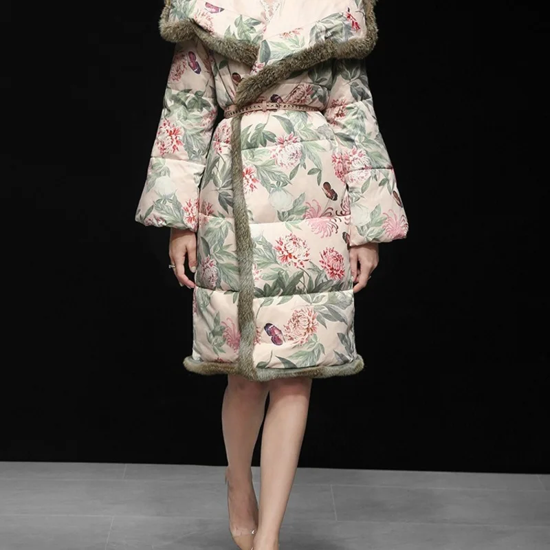 

Good quality down coats clothes long cotton-padded winter overcoat down jacket print coat wet 2019 new bread